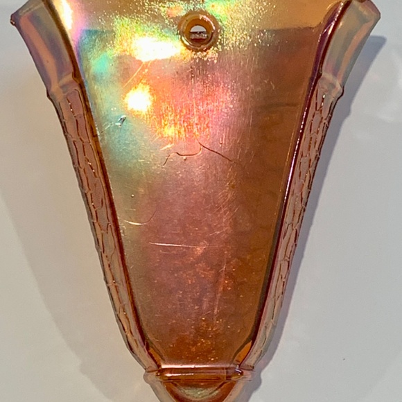 Vintage Carnival Glass Wall Pocket, Iridescent Orange - Picture 4 of 6